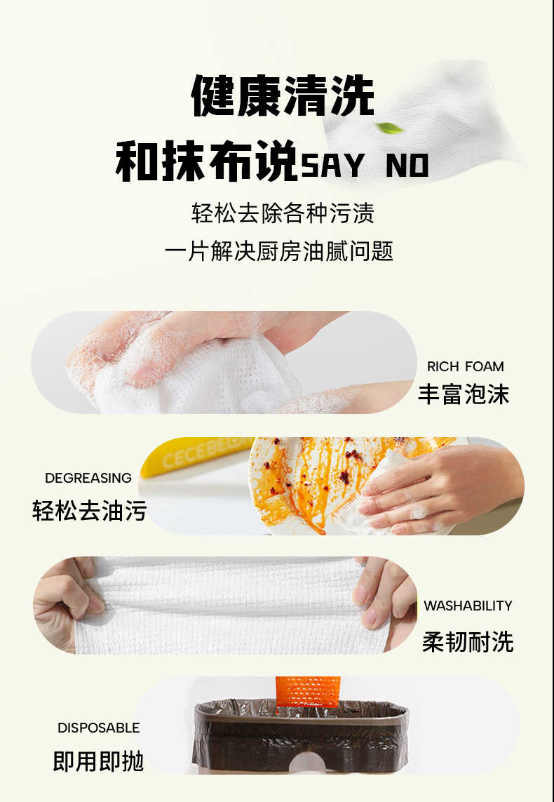 Disposable bubble dishwashing cloths, portable with built-in detergent for removing grease, multi-functional portable, 5-piece set pic 3