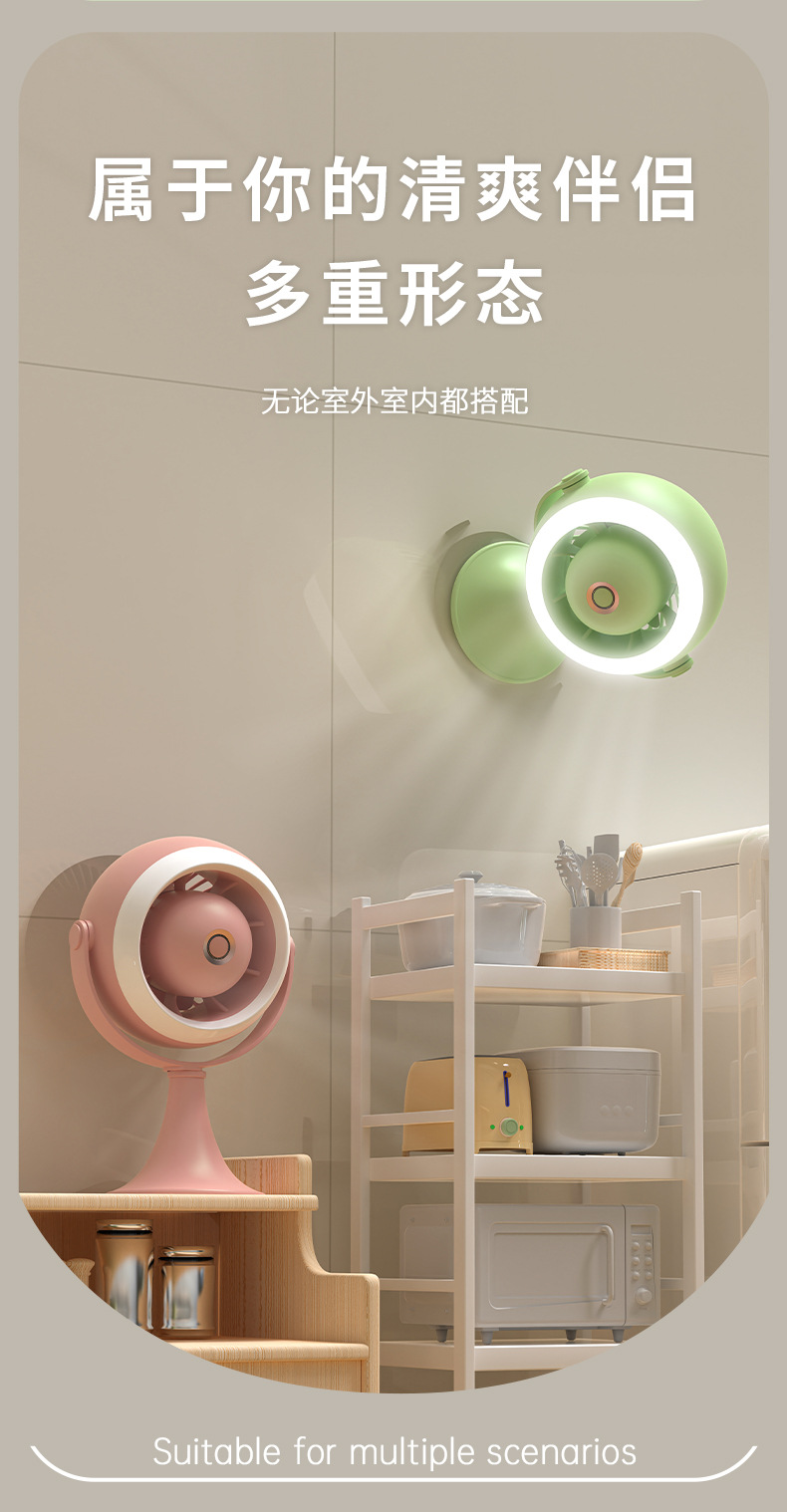 2024新款涡轮夜灯小风扇家用卧室落地桌面台式大风力户外露营详情3