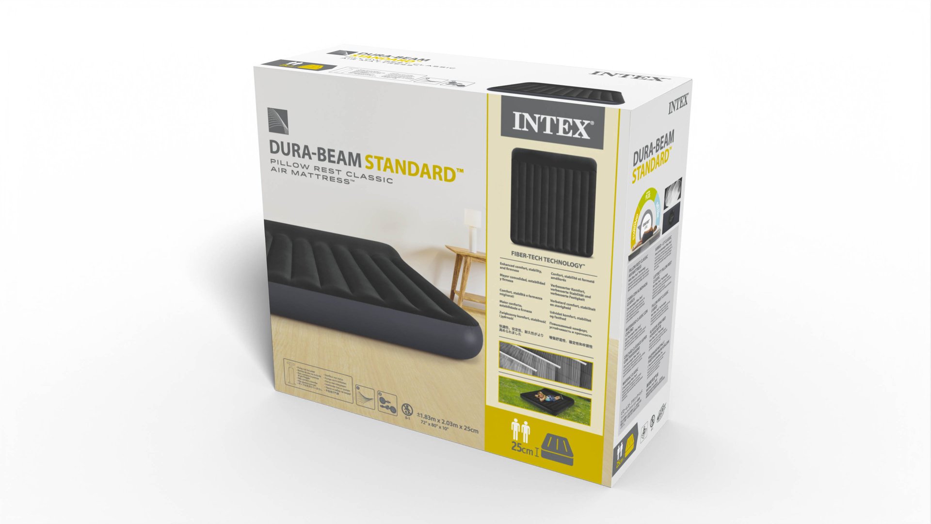 INTEX black and white built-in pillow single-layer single-person line pull-out air bed, portable for home and outdoor use, easy folding for midday rest, plush inflatable bed, comfortable for outdoor camping, thickened, durable and high-end pic 11