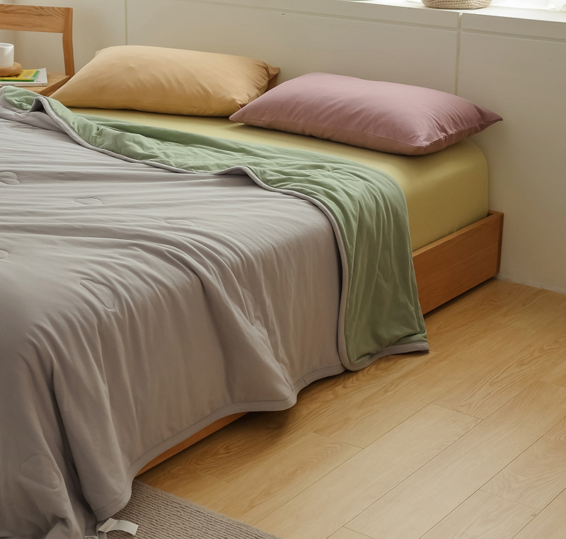 Simple Japanese Muji soft knitted cotton Tianzhu cotton quality two-color summer cool quilt, machine washable, water-washable air-conditioned quilt pic 42