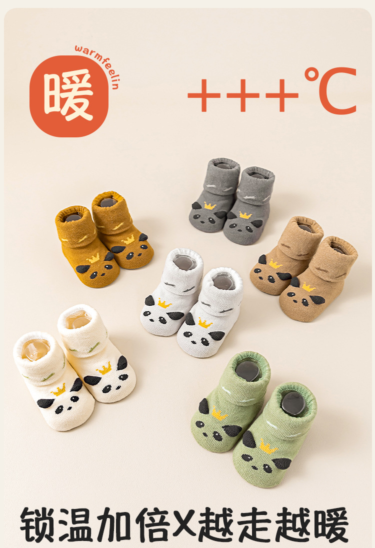 Baby socks, thickened and warm for autumn and winter, floor socks for babies, 0-1 year old, loop cartoon mid-calf socks for infants and toddlers, new birth socks pic 3