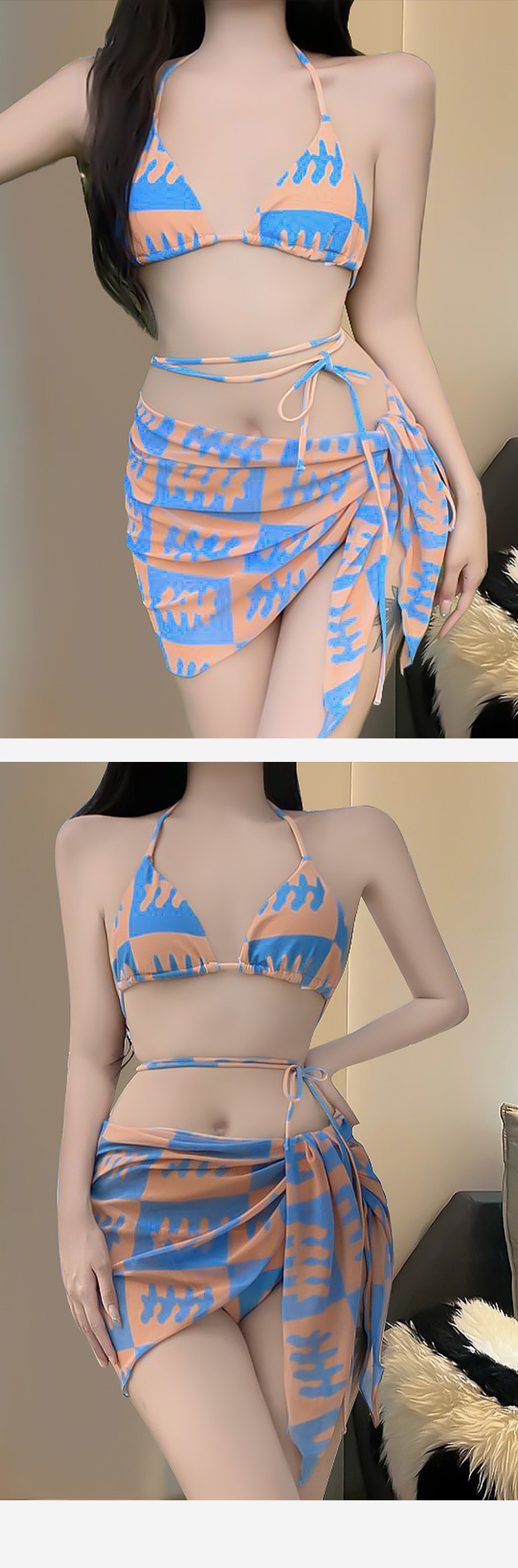 沙滩度假人鱼比基尼性感辣妹分体泳衣女海边度假拍照泳装三件套-12012详情49