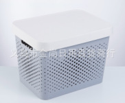 Nuevo estilo europeo cesta de almacenamiento cesta de almacenamiento a prueba de polvo con tapa marco de almacenamiento de plástico engrosado y hueco cesta de almacenamiento ins wind pic 1