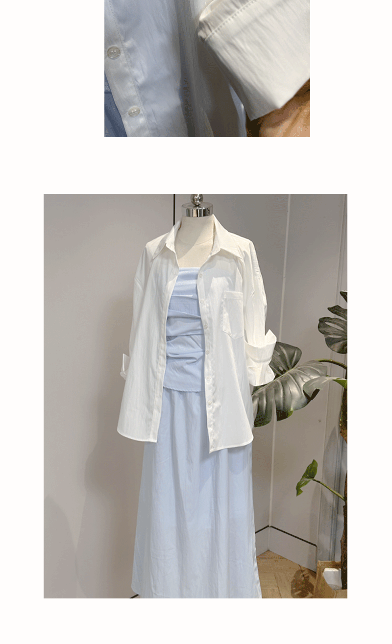 2025春夏季新款韩系套装衬衫抹胸上衣半身裙浅蓝色详情9