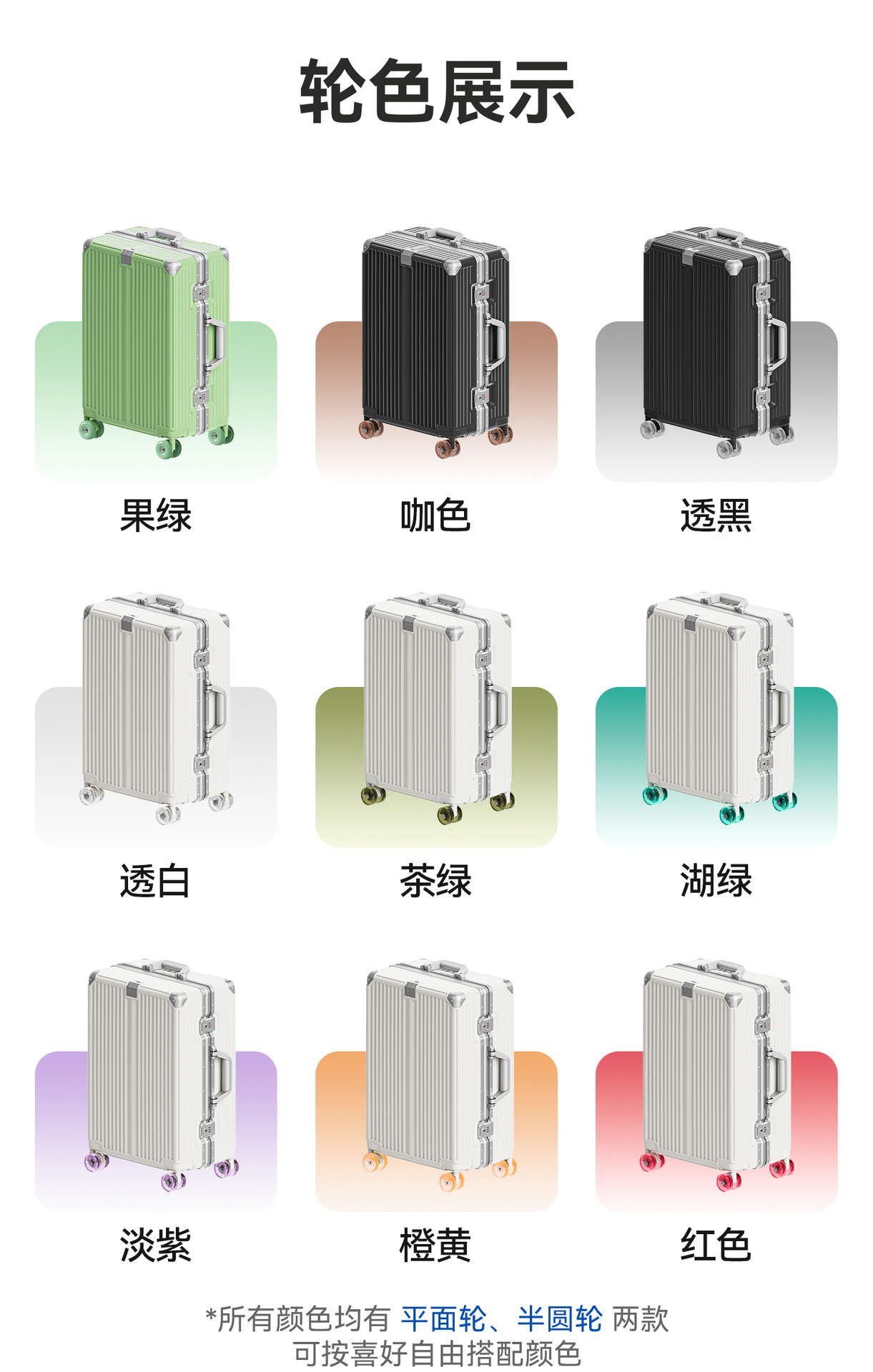20寸铝框登机箱 24寸抗摔旅行箱 钢制轴承溜冰轮 海关锁安全保障 果冻轮静音耐用 旅行出行必备行李箱详情16