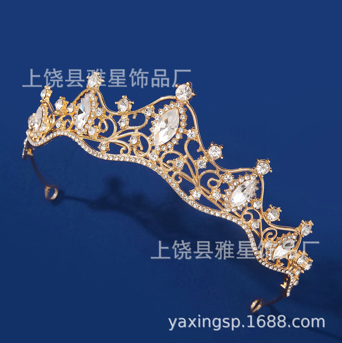 新款钻石银金色公主头饰大气婚纱礼服超闪水晶奢华女神新娘婚礼皇详情8