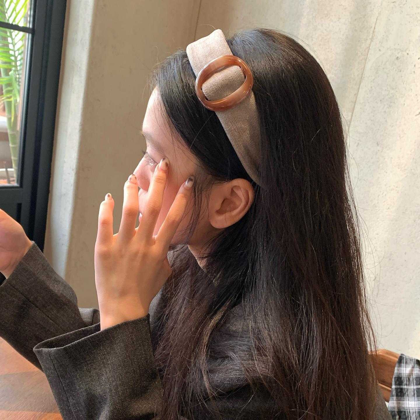 高分智感!美拉德玳瑁色圆环宽边发箍时尚复古高颅顶头箍外戴发饰详情8
