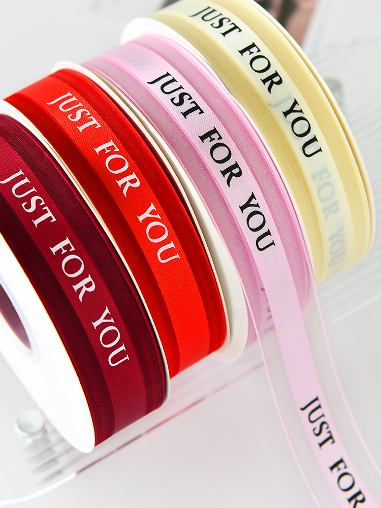 Factory direct sales: 2.5cm medium satin edge gauze English ribbon High-quality snow gauze ribbon flower packaging ribbon gift cake pic 11