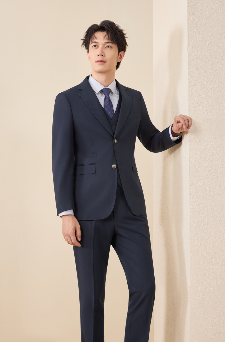 Tian Si Acetic Acid high-end navy blue suit set for men pic 13