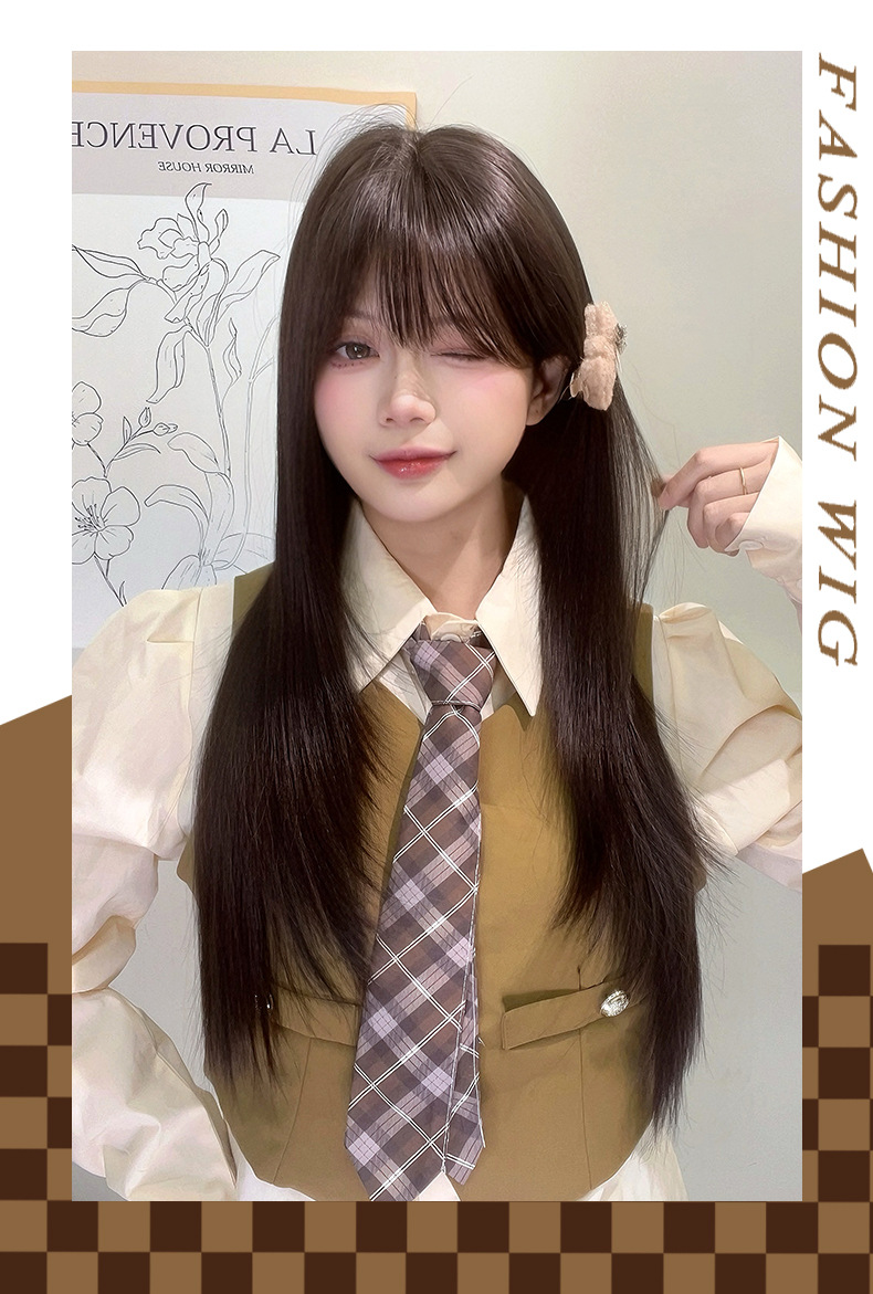 制霸假发黑长直甜美可爱精修高层次网红时尚自然显白jk全头套批发详情13