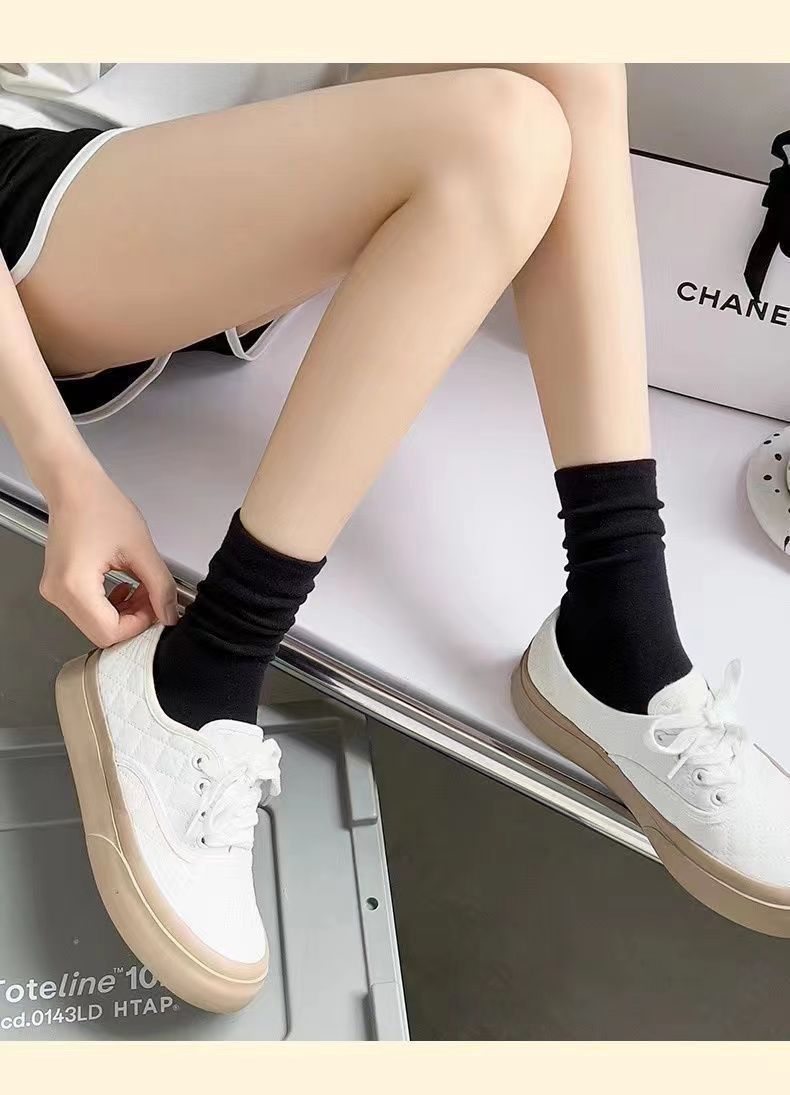 【 New Couple 4-pair Outfits 】 Spring and summer white pile socks, thin anti-odor socks, Instagram trendy boneless socks, moon long socks pic 10