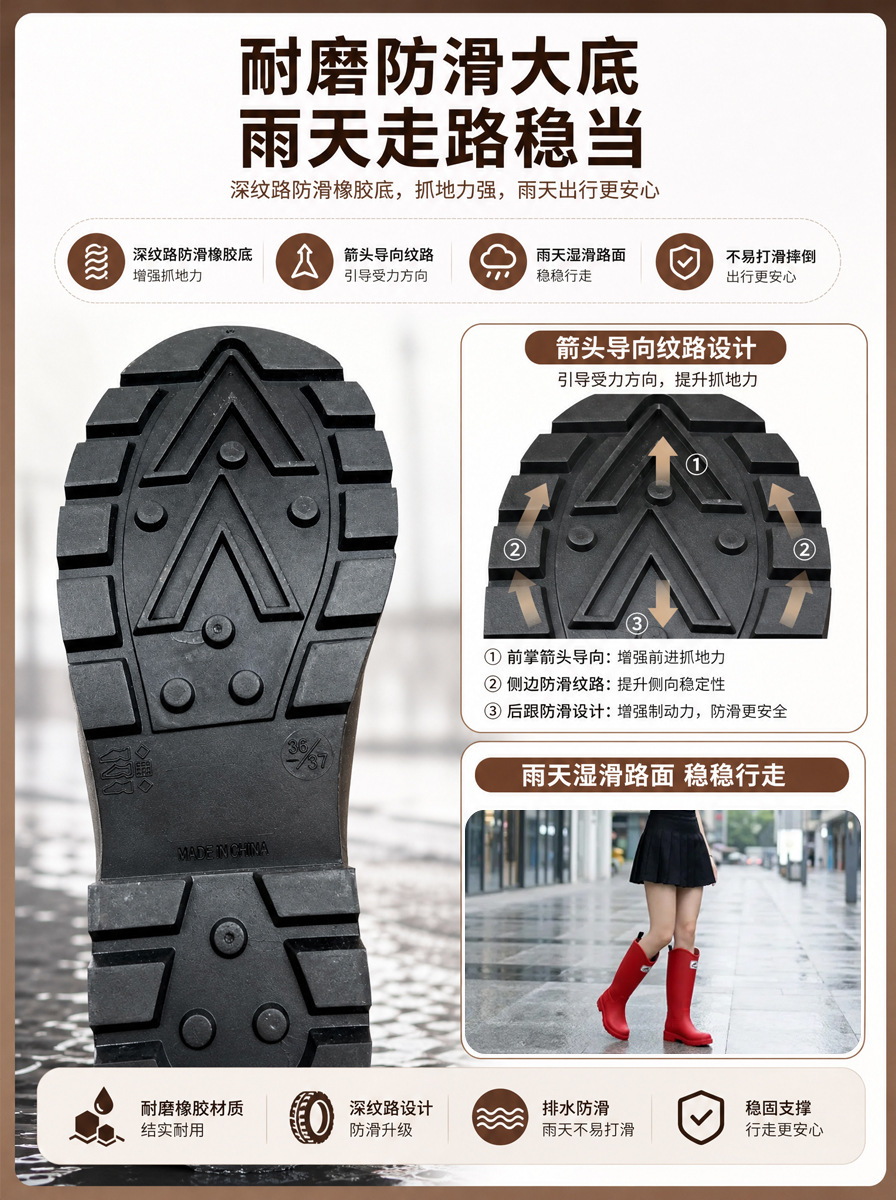 韩版雨鞋男女同款时尚外穿防滑水鞋耐磨软底成人保暖高筒雨靴详情12