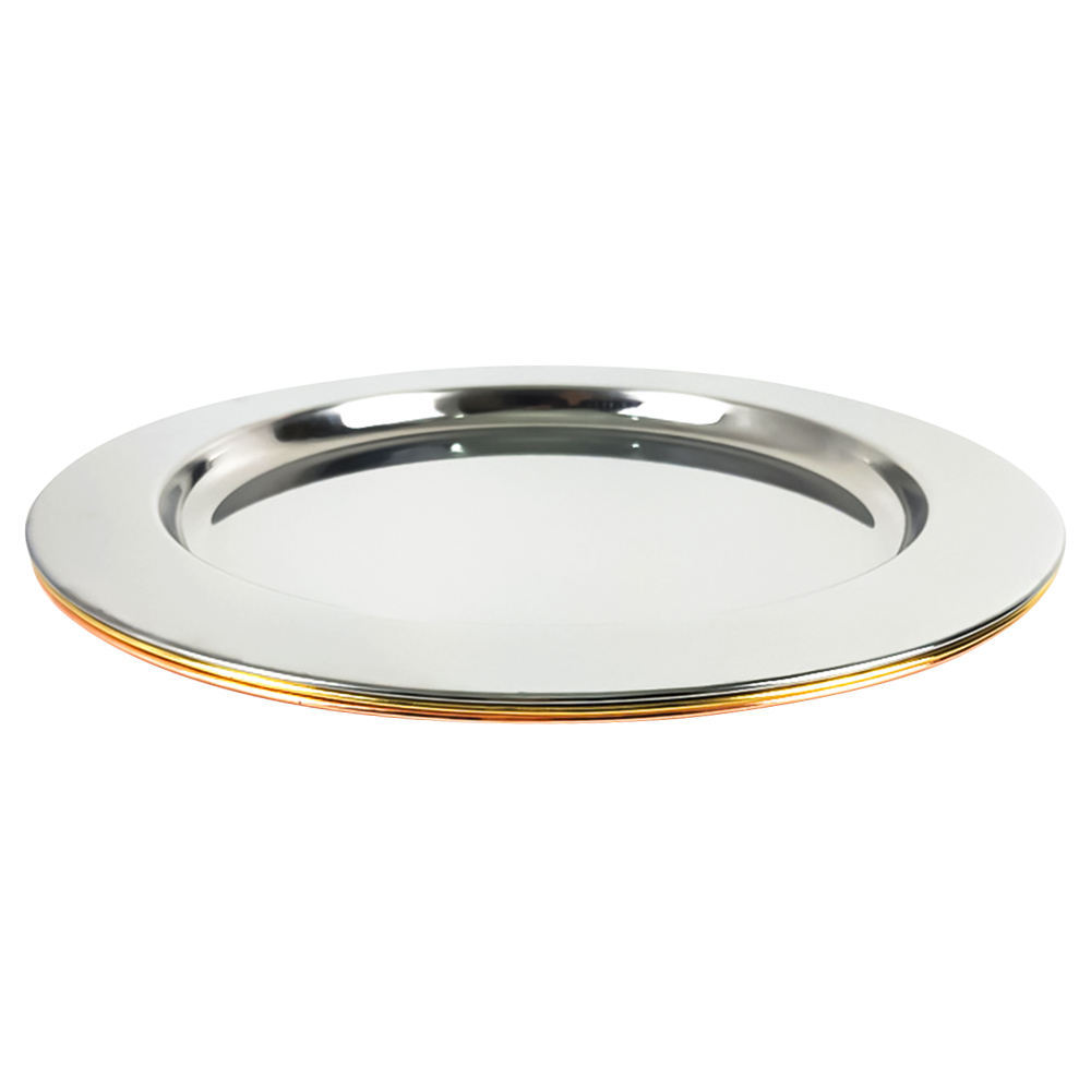 Stainless steel smooth plates, dinner plates, round flat plates, Western steak plates, restaurant bright pastry plates, cake plates pic 1