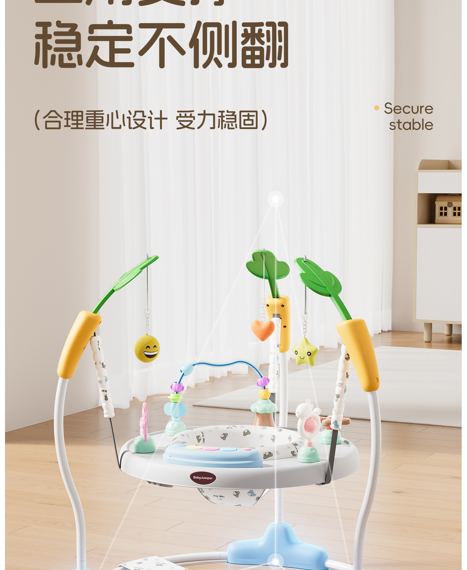 婴儿多功能跳跳椅宝宝音乐灯光蹦跳椅儿童健身架秋千椅早教玩具桌详情8