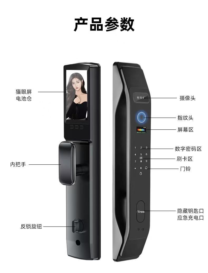 Fully automatic visual graffiti smart lock, entrance door password lock, mobile phone remote zigbee smart linkage fingerprint lock pic 2