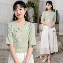 The new spring and summer Hanfu Song Dynasty dress is versatile and slimming. The improved Song Dynasty style halter three-piece set by Changgan Temple for women pic 27