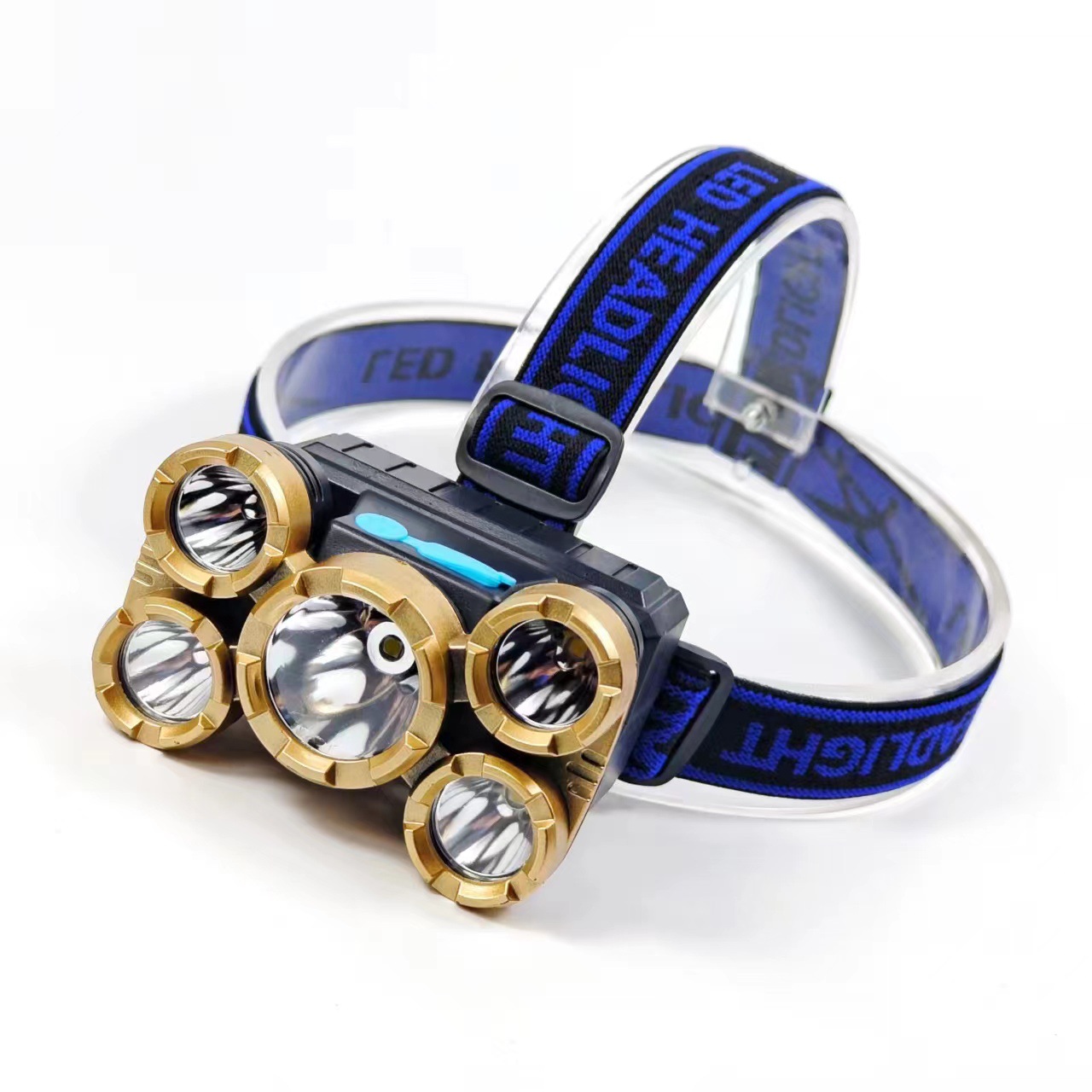 Cross-border high-intensity long-range 5LED headlamp, outdoor portable flashlight, night riding fishing lamp, mining lamp, USB charging pic 1