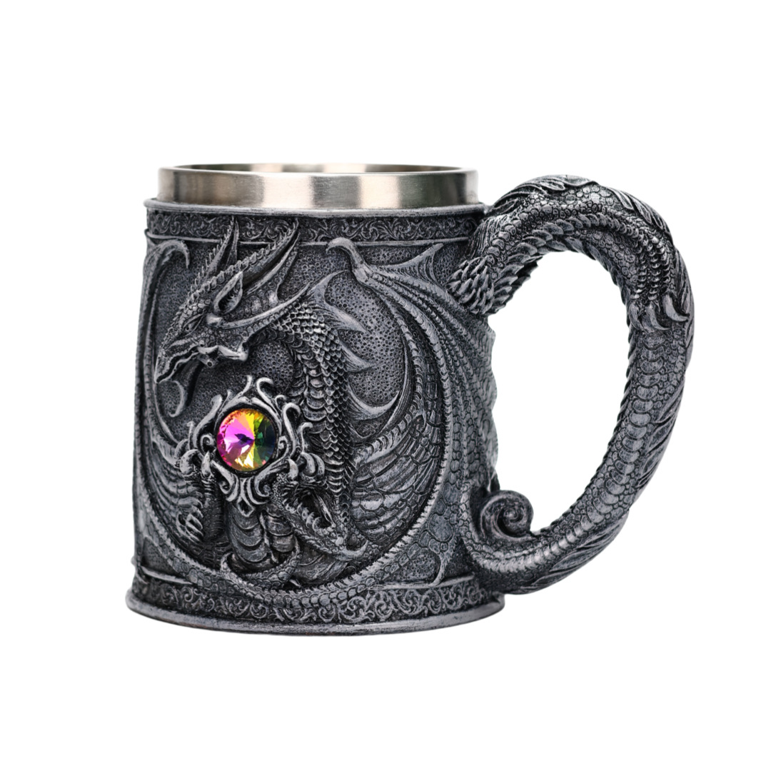 Mysterious gift cup, diamond guardian dragon, stainless steel beer mug, export draft beer cup, large capacity, high appearance level pic 4