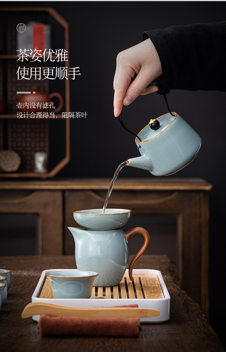 汝窑旅行茶具套装整套户外便携式功夫茶具茶壶茶盘商务茶具礼品详情9