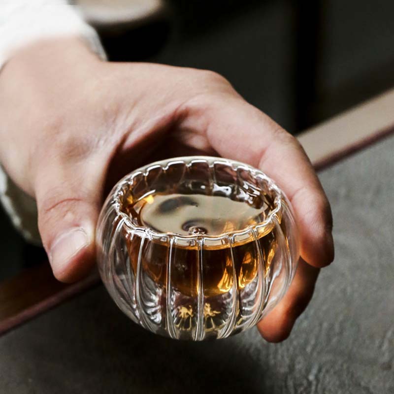 Pumpkin tea-tasting cup, heat-resistant glass tea cup set, home and office transparent tea brewing cup, double-layer heat-insulating water cup pic 14
