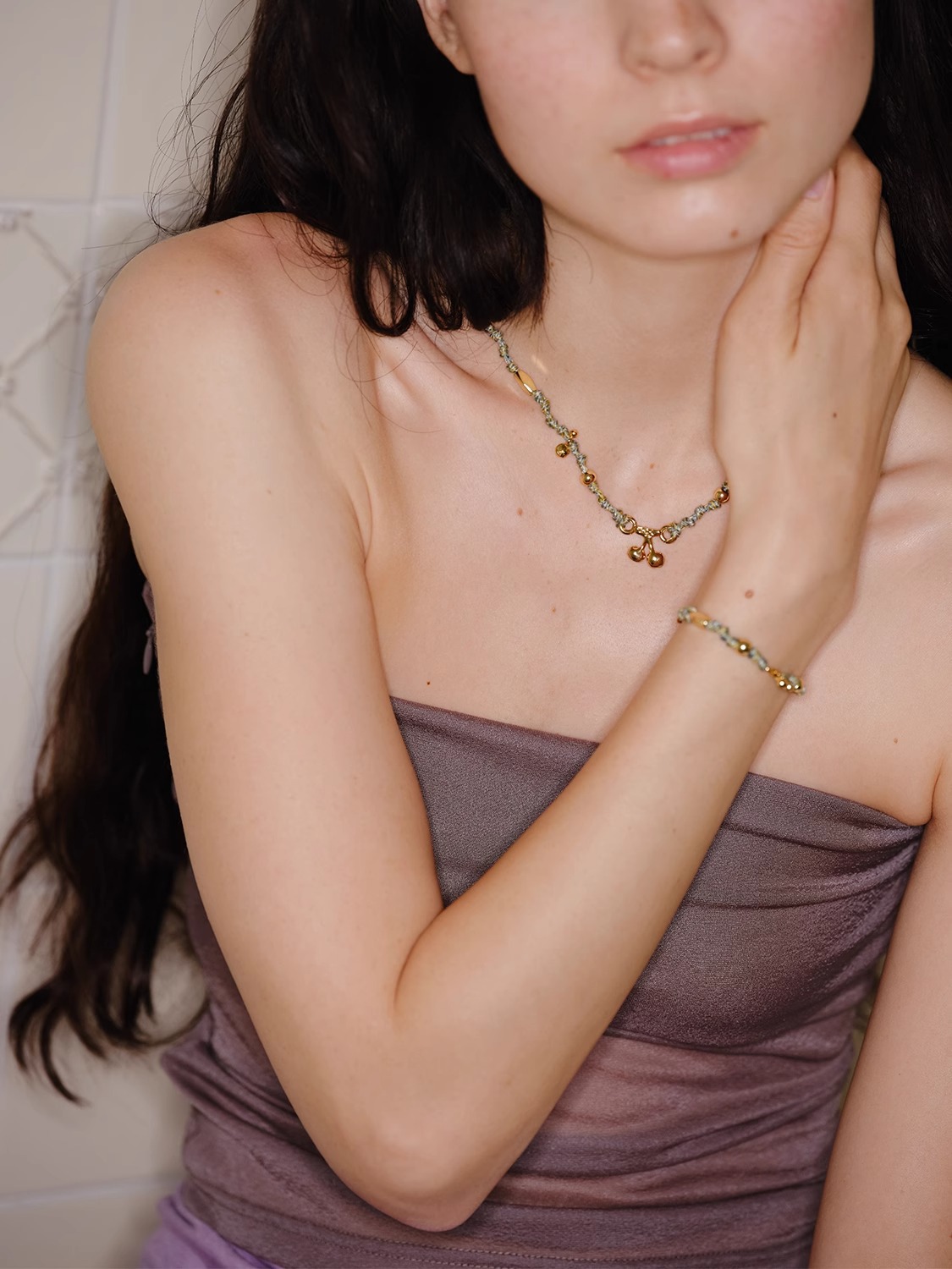 复古小众设计ins清新水果彩色编绳项链女纯手工编织日常百搭配饰详情3