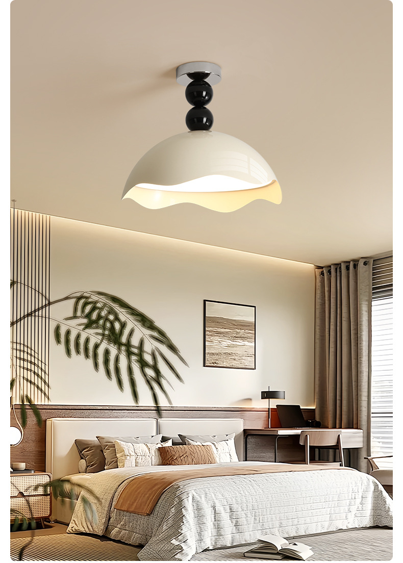 Creative cream-eggshell, ancient-style bedroom ceiling lamp, girlish style, ins Memphis, high-end bedroom room lamp pic 13