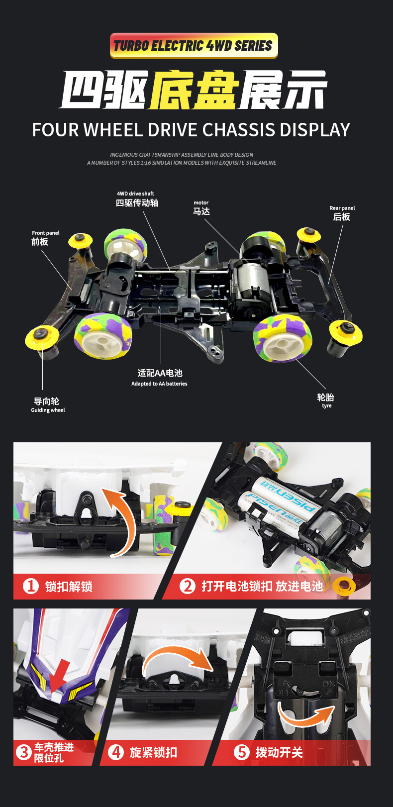 跨境四驱兄弟电动四驱车完成品模型赛车玩具儿童夜市地摊货源详情8