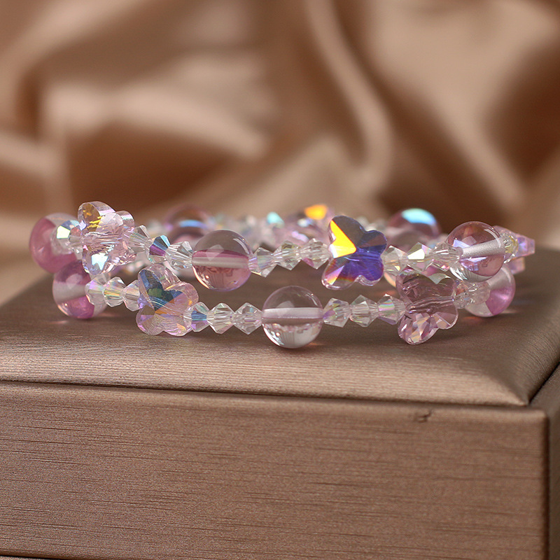 儿童水晶手链女童轻奢小众蝴蝶串珠手串学生闺蜜手环女孩生日礼物详情8
