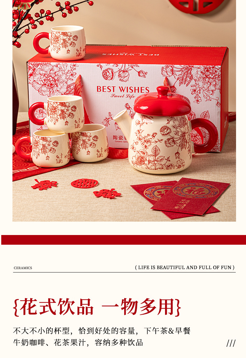 New ceramic cups for festive occasions, household cups, housewarming and newlywed gifts, ceramic tea sets, water bottles and cups pic 12