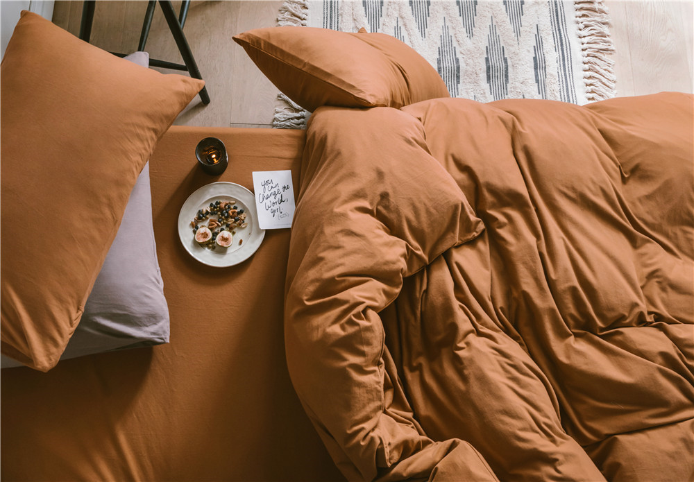 ins Japanese-style solid color all-cotton knitted cotton four-piece set, skin-friendly nude sleeping plain double-layer Indian cotton bed sheet pic 38