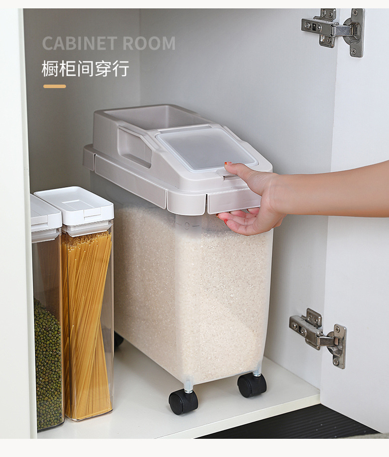 Japanese-style plastic rice bucket, 20 jin moisture-proof transparent rice storage box, household kitchen rice container, flour and grain bucket, preservation box pic 18