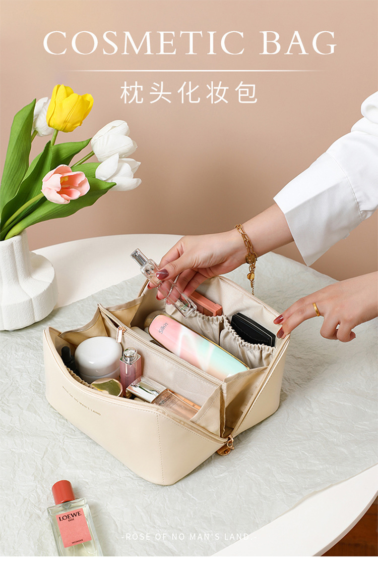 Bolsa cosmética minimalista almohada portátil bolsa cosmética bolsa de almacenamiento bolsa de viaje bolsa de tocador bolsa de maquillaje influenciador pic 1