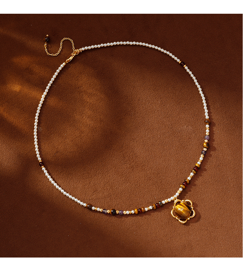 Hyacinth melard piedra ojo de tigre colgante collar mujer moda luz lujo nicho diseño sentido clavícula cadena collar suéter cadena pic 5