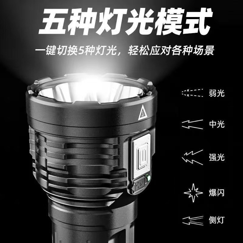 Cross-border best-selling octa-core flashlight, outdoor multi-functional led strong light, usb rechargeable, ultra-bright outdoor one-piece consignment pic 3