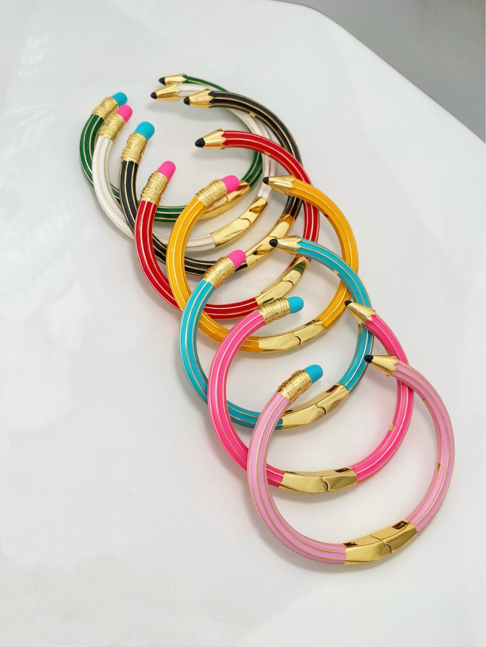 Cross-border new product pencil eraser bracelet, personalized and creative fashion style, enamel color open bracelet with a patchwork feel, for women pic 6
