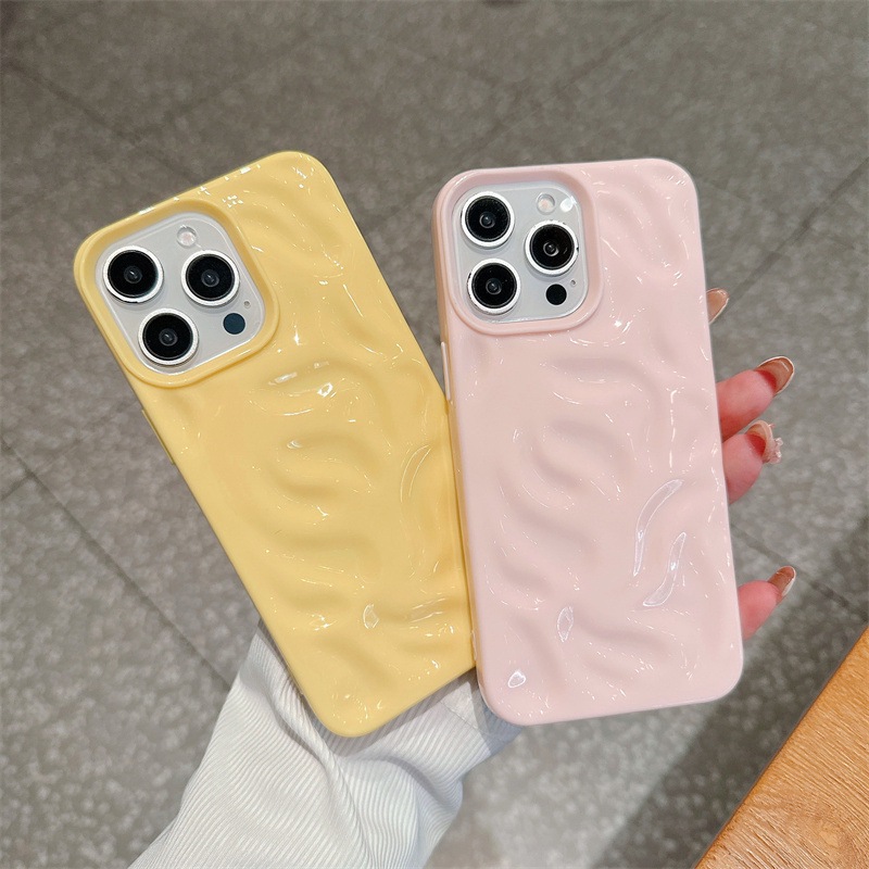 简约陨石纹适用iPhone16苹果15promax手机壳立体波浪14纯色13软壳详情8