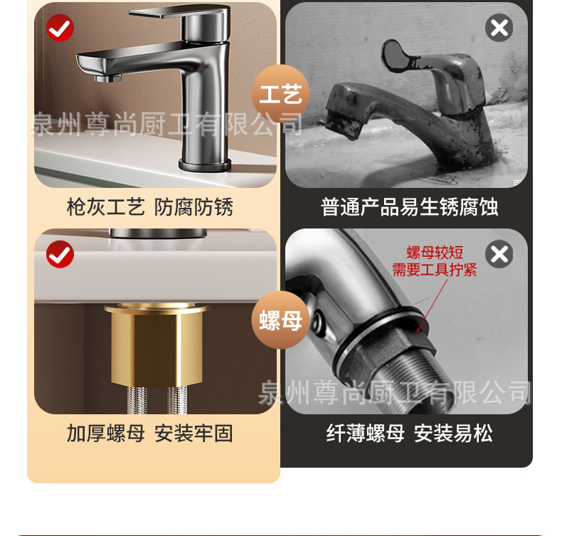 不锈钢冷热洗脸盆水龙头卫生间洗手池厨房台盆家用水暖五金配件详情8