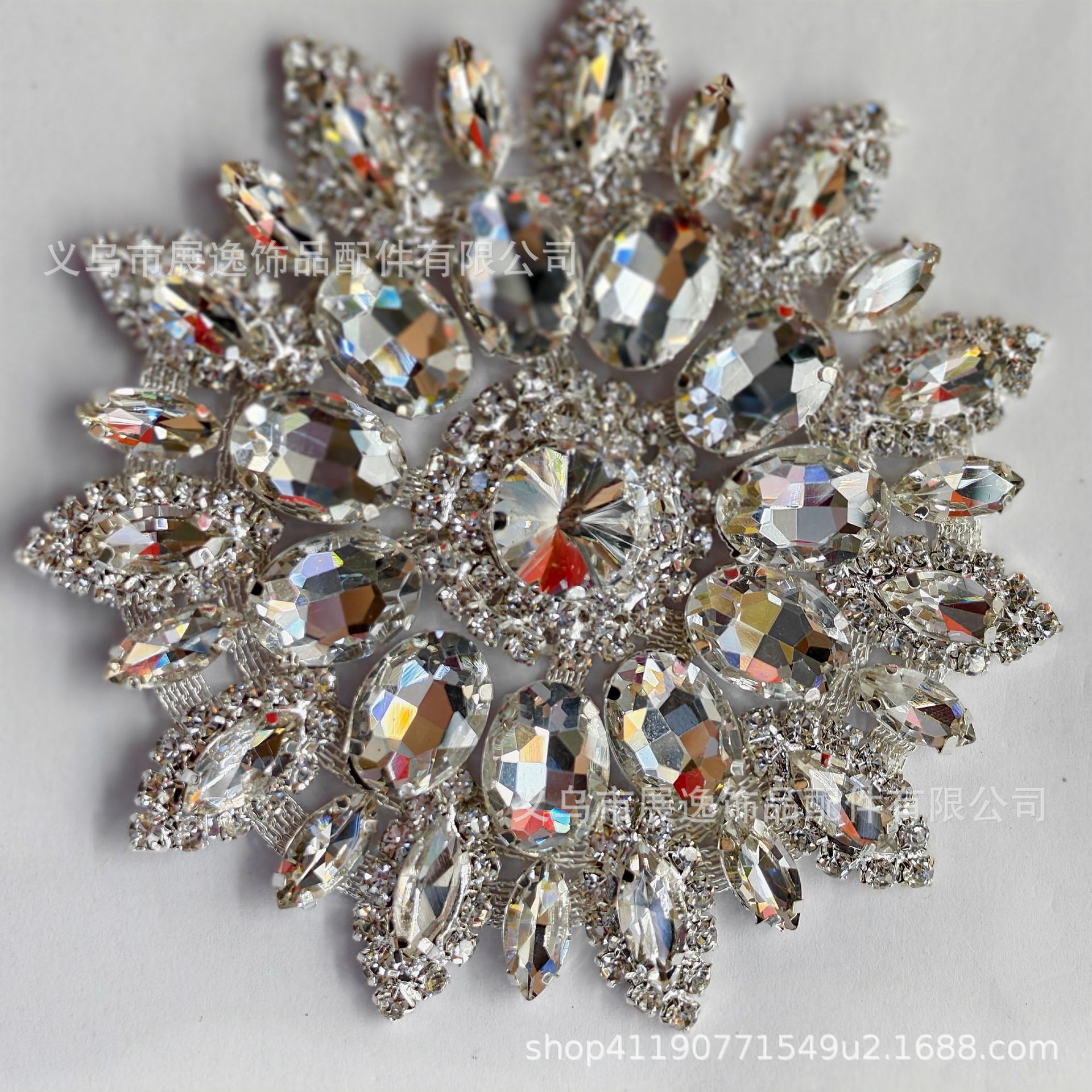 Wholesale of colorful gold and silver background crystal round large diamond flower diamond jewelry DIY luggage, glass water diamond jewelry accessories pic 3