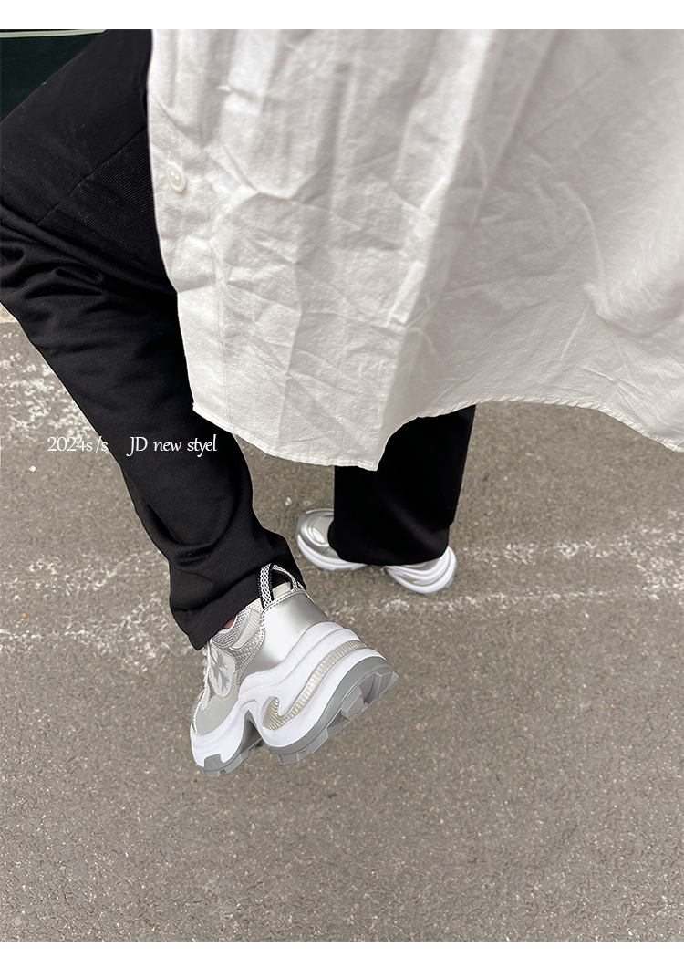 苏茵茵同款增高7.5cm~十字花厚底休闲运动鞋女厚底老爹鞋跑步鞋详情42