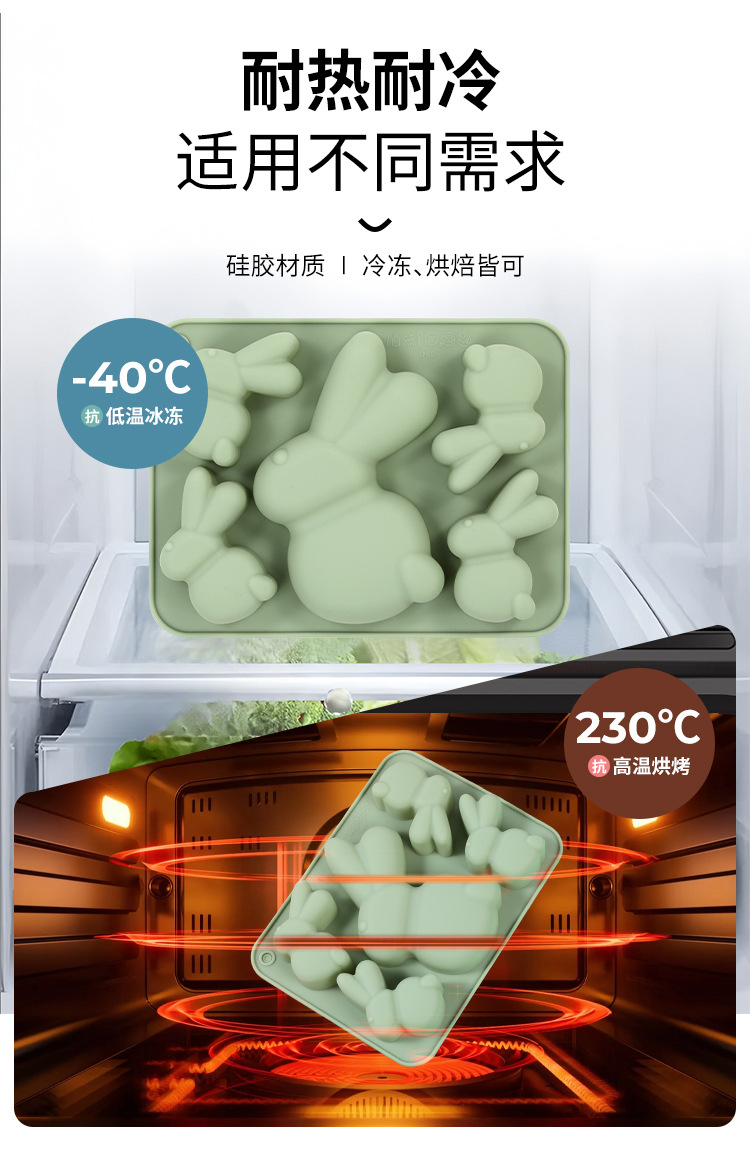 新款可爱小兔子系列食品级巧克力硅胶模具易脱模烘焙巧克力模具详情6