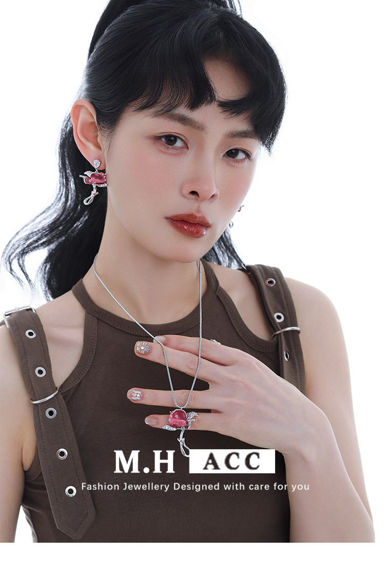 原创设计玫瑰系列耳环女夸张高级感小众轻奢独特精致百搭耳饰批发 pic 4