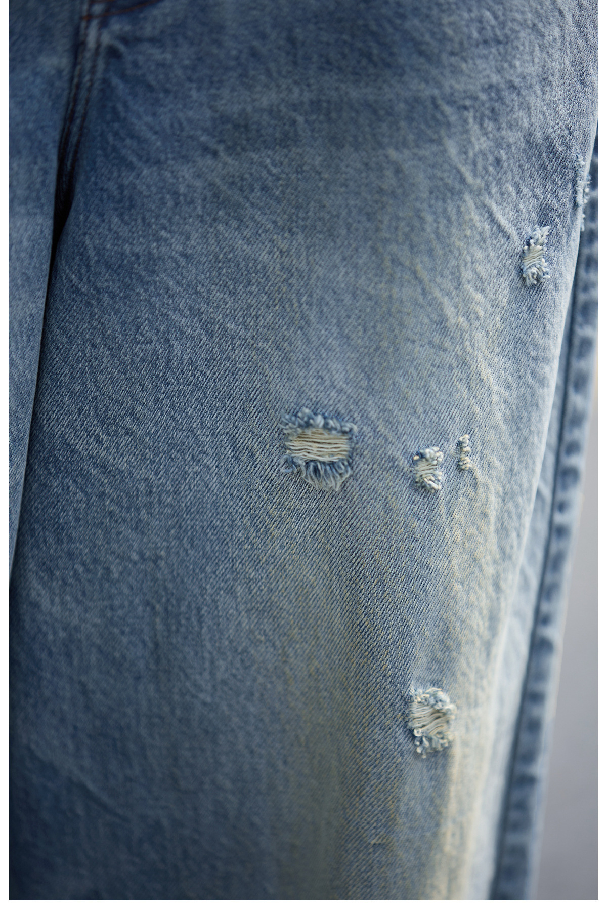 【 Random Thoughts 】 Summer Storm Ripped Heavy Washed jeans straight-leg pants for all four seasons pic 30