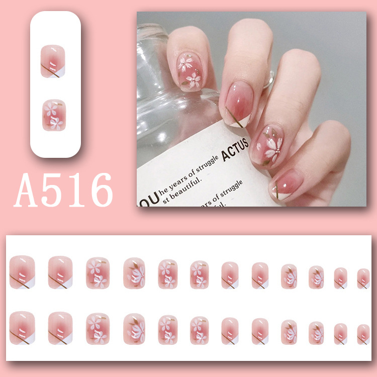 Wearable nail art pieces, artificial nail products, detachable, simple lemon ice transparent, popular online style Douyin nail art hair replacement pic 55