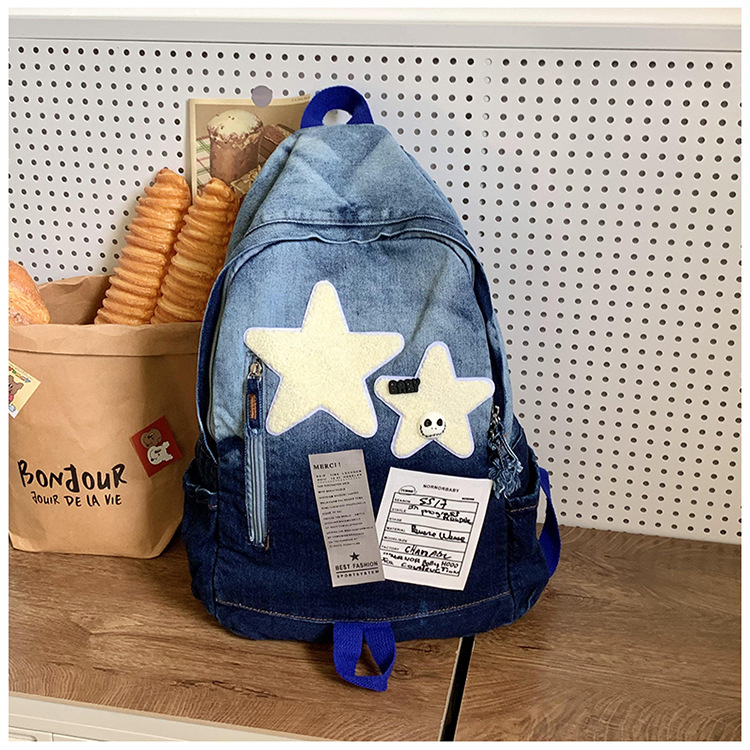 The new color-block soft backpack with pleated material, waterproof outdoor hiking bag, casual sports bag and student schoolbag trend pic 21