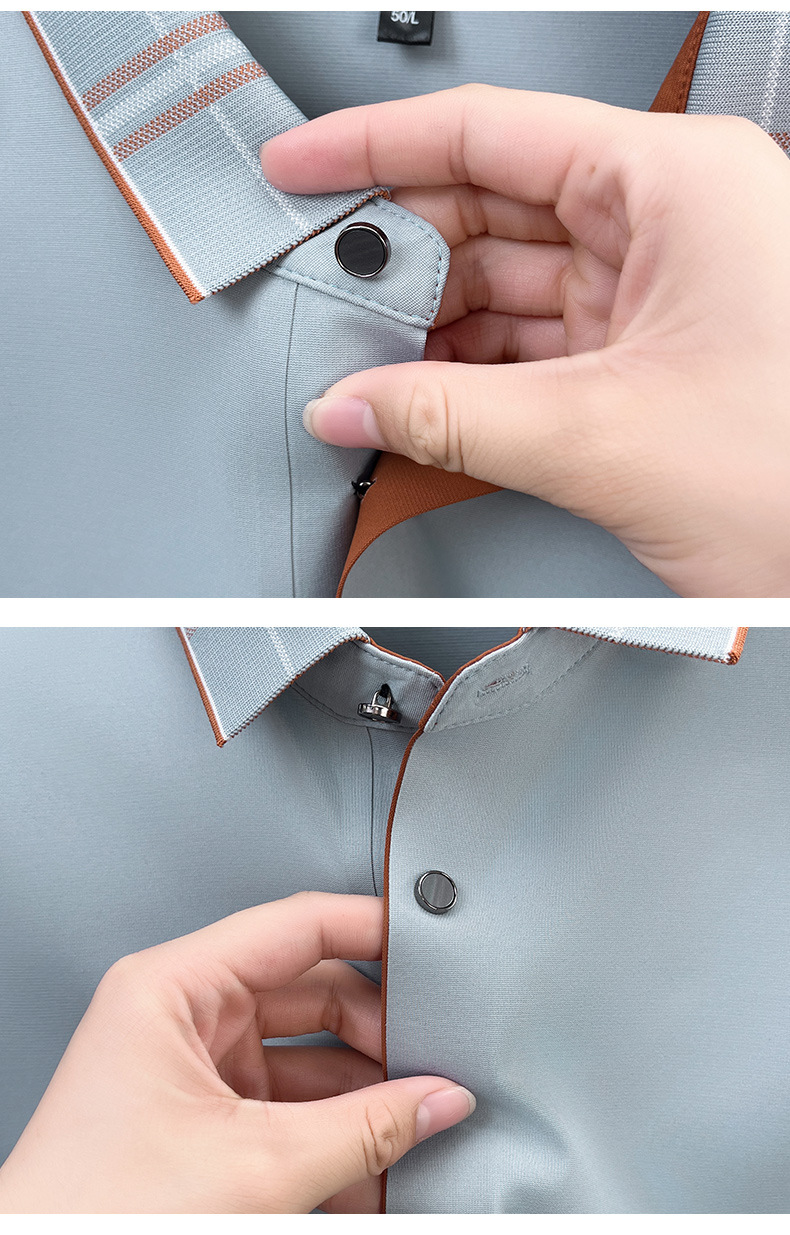 桑蚕丝polo衫男无痕翻领2025夏季新款纯色商务透气薄款短袖男t恤详情13