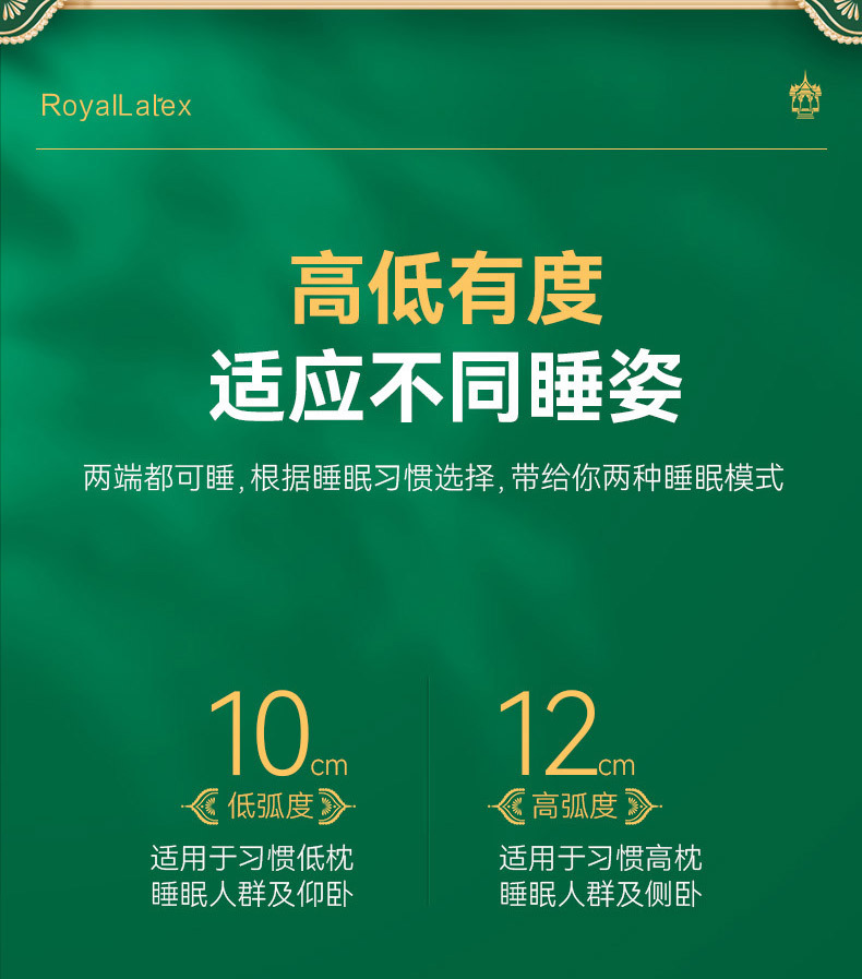皇家Royal泰国乳胶枕成人款颈椎枕会销礼品枕芯天然乳胶枕头详情11