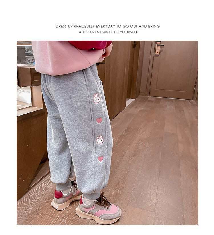 女童加绒裤子秋冬季2023新款运动裤中小童加厚休闲裤冬款儿童卫裤详情27