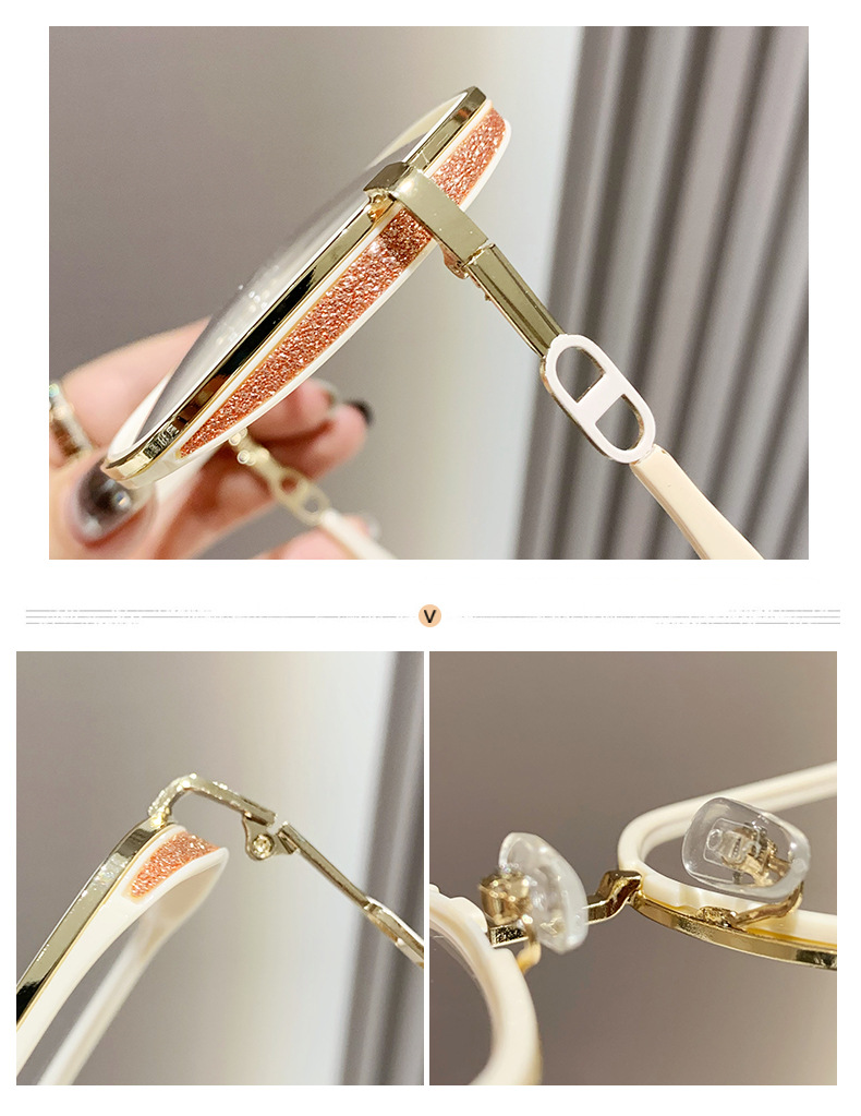 The new Korean-style fashionable flat light glasses for women with anti-blue light large-frame slimming effect can be paired with the same style on Xiaohongshu for myopia pic 4