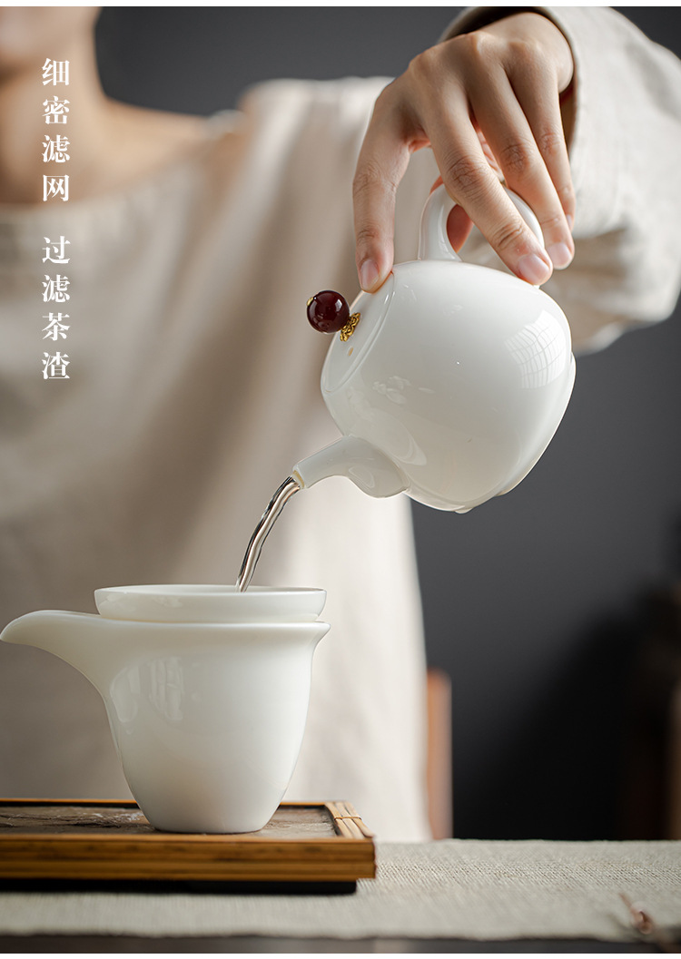 Wholesale of Dehua sheep fat Jade White porcelain Gongfu tea sets, with company logo printing, opening gift set and gift box pic 7