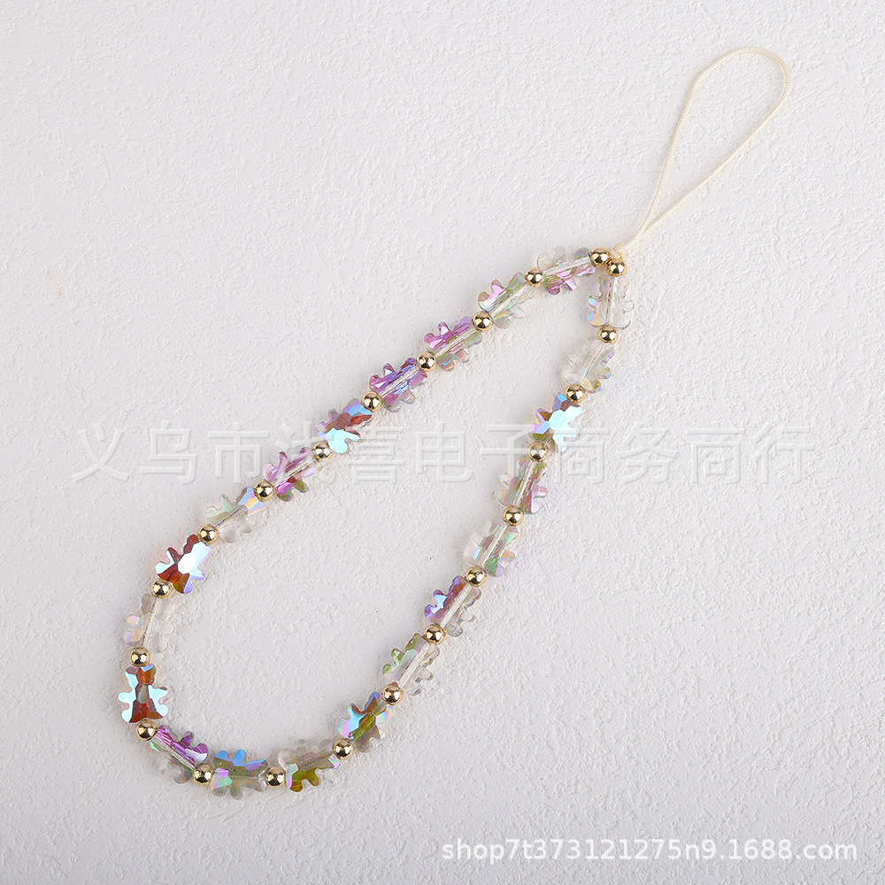 Original new style bear crystal mobile phone chain woven beaded pendant, portable and niche mobile phone case pendant for girls pic 4